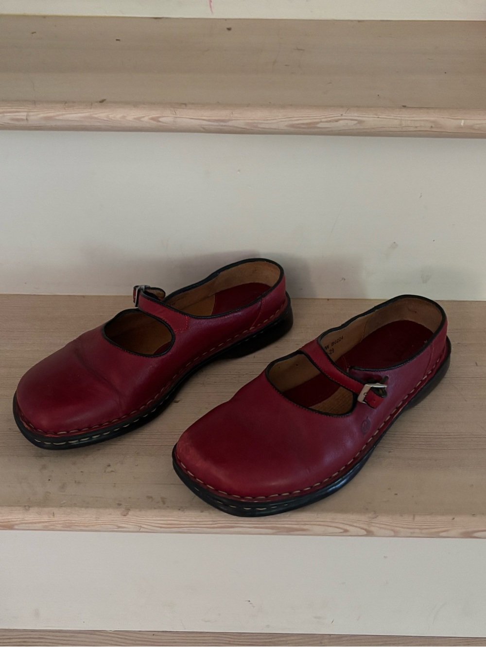 Born Red Leather Mary Jane Clogs with Buckle - Picture 8 of 9